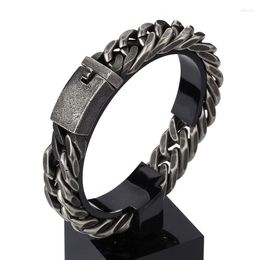 Link Bracelets Jewellery Wholesale Domineering Personality Retro Men Black Chain Fashion Titanium Steel