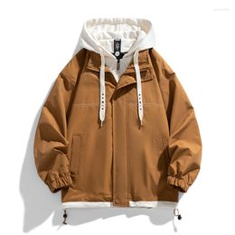 Men's Jackets Hooded Causal Men Jacket 2023 Autumn Hip Hop Loose Mens Bomber Coat Windproof Solid Color Fashion Cargo Streetwear