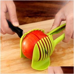 Fruit Vegetable Tools Plastic Potato Slicer Tomato Cutter Shredders Onion Lemon Cutting Holder Kitchen Gadgets Cooking Drop Delive Dhvek