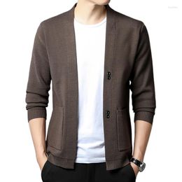Men's Sweaters Autumn Cardigan Solid Color Plaid Fashion Business Casual Knitted Sweater Warm