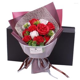 Decorative Flowers 2023 Valentine's Day Gift Diy Soap Flower Rose Box Bouquet Wedding Home Festival