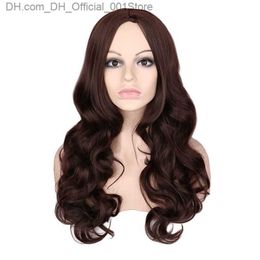 Synthetic Wigs QQXCAIW Women's Long Wave Wig Role Play Black Pink Blond Light Brown Dark Brown Heat Resistant Synthetic Hair Wig Z230805