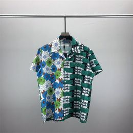 #1 Mens Fashion Flower Tiger Print Shirts Casual Button Down Short Sleeve Hawaiian Shirt Suits Summer Beach Designer Dress Shirts 004