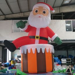 wholesale outdoor games & activities christmas decoration giant inflatable Santa Claus climb up from Chimney for yard event advertising inflatables smokestack