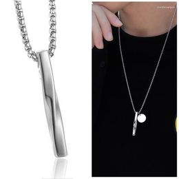 Pendant Necklaces 2023 Spiral Strip Necklace Unisex Fashion Long Chain Stainless Steel Jewellery Silver Colour Geometric