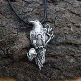 Chains Wicca Moon Raven Pendant Necklace Black Bird Animal Amulet Jewellery For Men Women