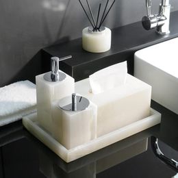 Bath Accessory Set White Micanite Bathroom Luxury Soap Dish Dispenser Tissue Box Toothbrush Holder Accessories