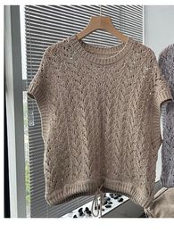 Women's Sweaters Women Sweater Drop Shoulder Sleeve Sequin Solid Hollow Out Waist Drawstring Fashion Knitted Pullover Tops Office Lady