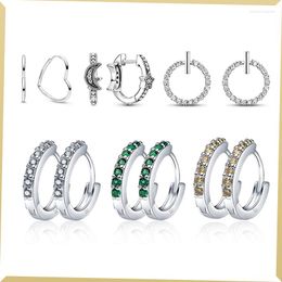 Hoop Earrings Fashion 925 Sterling Silver Original Ring Shaped Heart Jewellery Women's Holiday Accessories Luxury Gift