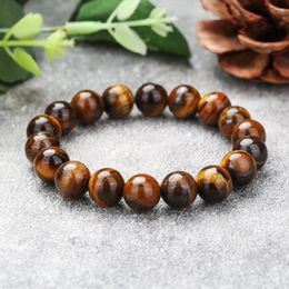 Strand Fashionable Tiger Eye Stone Beaded Bracelet Elastic Buddha Bead Hip Hop Bracelets For Men Jewelry Anniversary Gift