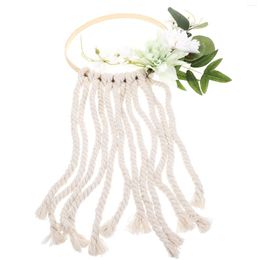 Decorative Flowers Fringe Trim Festival Wall Decor Macrame Wreath Sunflower Garden Satin Woven Garland Hanging Adornment