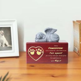 Other Cat Supplies High Grade Wooden Pet Urn For Dogs And Cats With Urns To Commemorate Pets Foot Pattern Angel Dog 230804