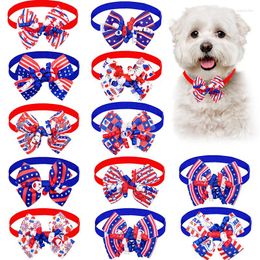 Dog Apparel 60/120PCS 2023 4th Of July Pet Puppy Cat Bow Ties Adjustable Bowties Bowknot Collar Grooming Accessories