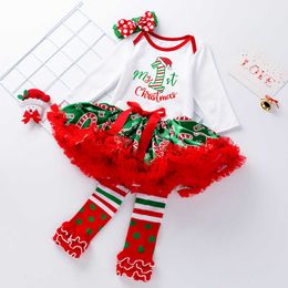 Girl's Dresses Newborn Romper Dress First Christmas Baby Clothing Girls Clown Suit 2023 New Party Long Sleeve Dresses Infant Clothes