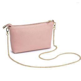Evening Bags A9632 Simple Chain Shoulder Genuine First Layer Cow Leather Hobos Style Zipper Open Large Capacity Practical Lady Crossbody