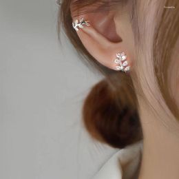 Backs Earrings Without Piercing Leaf Jewellery 925 Sterling Silver Ear Cuff For Women Zircon Clip On Gold Earcuff Fine