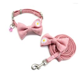 Dog Collars Cat Collar Leash Adjustable Pet Bowknot For Puppy Small Pets Outdoor Walking Chihuahua Yorkshire Terier Kitten