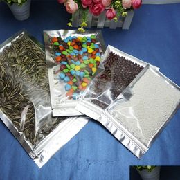 Packing Bags Wholesale 200 X Sier Aluminium Foil And Front Clear Zip Lock 8.5X14Cm Plastic Pouch Resealable Zipper Clip Style Electron Dhtnp