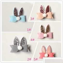 Hair Accessories 20Pcs Cartoon Rabbit Ear Bow Prince Baby Girl Clips Bows Hairpin With Soft Ball Kids Cute Animals Barrettes Pink259V Dhxfk