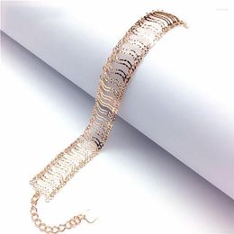 Link Bracelets Pure Russian 585 Purple Gold-plated 18K Rose Gold Classic Fashion Temperament Elegant Atmosphere Wide Version Bracelet For