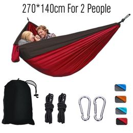 Hammocks Nylon Colour Matching Hammock Outdoor Camping Ultra Light Portable Hammock for Double Person Outdoor Recreation Hammock Swing 230804