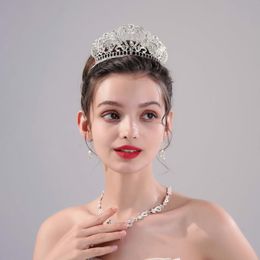 Necklace Earrings Set Itacazzo Headwear Full Of Noble Atmosphere Elegant Silver-colour Ladies' Wedding Crown 4-piece