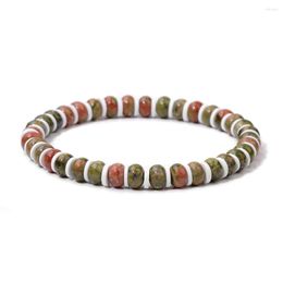 Strand Natural Stone Unakites Beaded Bracelet Whit Polymer Clay Spacer Beads Stretch Women Men Energy Wristband Jewelry