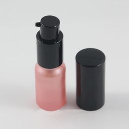 Storage Bottles 10ml Pink Glass Lotion Bottle With Black Aluminum Pump Wholessale Color Cosmetic Packaging For Liquid