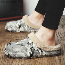 Slippers Men's slippers warm winter fur slippers waterproof indoor home fur slippers casual plush shoes winter home footwear Z230805