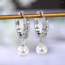 Stud Earrings Arrival 925 Silver Needle Wheat Zircon For Women Shell Pearl Jewellery Girl Gift Fashion Statement Bijoux