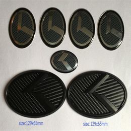 3D black carbon K badge Emblem sticker 7pcs set fit KIA new Forte YD K3 2014-2015 car emblems2889