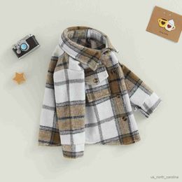 Jackets Toddler Kids Boys Girls Flannel Shirts Long Sleeve Plaid Jacket Button Down Shacket Fall Tops for Kids 4-6T R230805