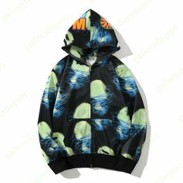 mens hoodies Designer Hoodie marble camo pocket sweatshirts luminous high street Patch sweaters hoody hip hop Loose shark Camo hoodys