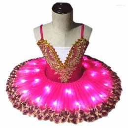 Stage Wear Led Ballet Tutu Child Swan Lake Costume Fluorescent Dress For Girls Adult Women Pancake Dancewear