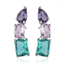 Stud Earrings OMYFUN Luxury Colorful Women Copper Aretes Glass Bohemian Preferred Gift Brazil Trendy Joyeria E019
