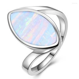 Wedding Rings Boho Male Female Blue White Fire Opal Ring Silver Colour Jewellery Promise Big Stone Engagement For Women