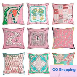 Wholesale Pink Cushion Cover Velvet Digital Printing Pillow Case Girls Bedroom Bedside Sofa Decoration Pillow Cover