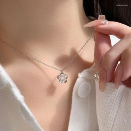 Pendant Necklaces PANJBJ Silver Colour Gold Zircon Flower Necklace For Women Girl Hollow Out Design Jewellery Birthday Gift Drop