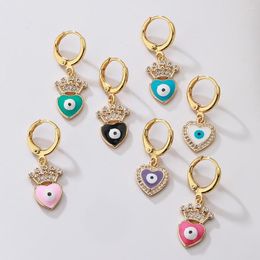 Dangle Earrings Mafisar Trendy Enamel Oil Dropping Devil's Eye Heart Shape Drop Gold Plated Zircon High Quality For Woman