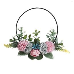 Decorative Flowers Wedding Floral Hoop Flower Wreath Wall Hanging Artificial Nursery Garland Decoration & Hangs