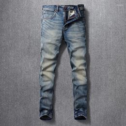 Men's Jeans Vintage Fashion Men High Quality Retro Blue Elastic Slim Designer Classical Trousers Casual Denim Pants Hombre