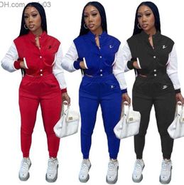 Women's Tracksuits Women Tracksuits Two Piece Set Designer Winter Baseball Uniform Jackets Sweatpants Outfits Sweatsuits Joggers Pants Z230810