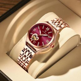 Wristwatches POEDAGAR Jam Tangan Wanita Modis Rose Gold Baja Tahan Karat QUARTZ Air Hadiah Pacar Romatic