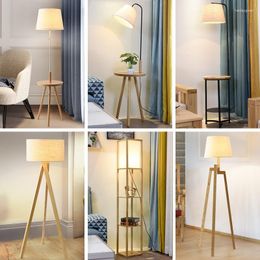 Floor Lamps Nordic Wooden Lamp Fabric Lampshade Tripod Standing Corner For Living Room Bedroom Indoor Classic Bedside