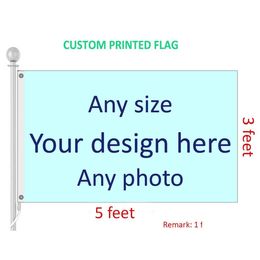 Banner Flags 3X5 Feet Custom Flag And Any Logo Color 100D Polyester Digital Printing W/ Shaft Er Grommets Drop Delivery Home Garden Fe Dh3Px