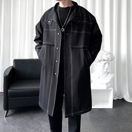 Men's Trench Coats Korean style Spring Autumn Coat Male Streetwear Windbreaker Trenchcoat Men Solid Long Jacket Overcoat 230804