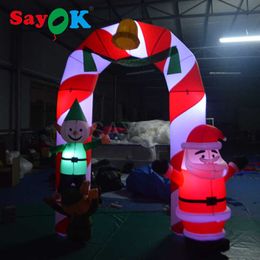 Sayok 2M High Inflatable Christmas Arch Santa Claus Arch with blower and LED lights for outdoor Christmas decoration