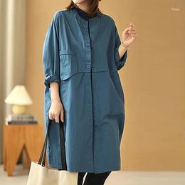 Women's Trench Coats 2023 Spring Cotton And Linen Large Size Loose Mid-length Windbreaker Jacket Womans Clothes Single Breasted Casual