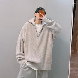 Men's Sweaters 2023 Spring Light Luxury Fashion Men Loose Half-high Collar Zipper Pullover Knitted Sweater Jacket All-matchBoutiqueClothing