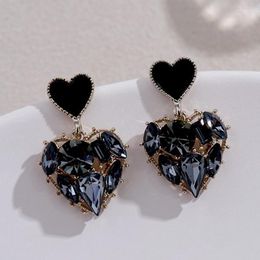 Stud Earrings Fashion Full Crystal Love Heart For Women Girls Party Korean Jewellery Pendientes Eh102